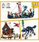 LEGO 31132 Creator 3-en-1 Le Bateau Viking et le Serpent de Midgard, Jouet Transformable en Maison avec un Dragon ou un Loup