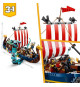 LEGO 31132 Creator 3-en-1 Le Bateau Viking et le Serpent de Midgard, Jouet Transformable en Maison avec un Dragon ou un Loup