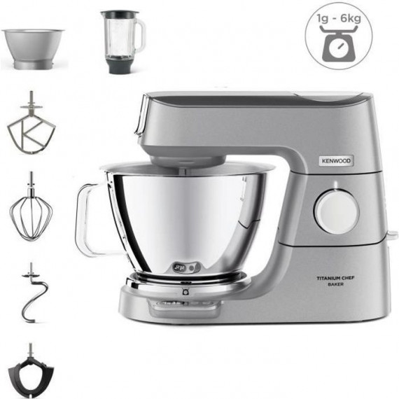 KENWOOD KVC85.124.SI - Robot pâtissier Titanium Chef Baker - 2 bols en inox 3,5L et 5L - Balance intégrée 6kg - Blender 1,8L …