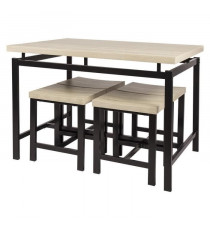 Ensemble Table + 4 tabourets VENUS- Rectangulaire - Panneaux alvéolaires Imitation bois - 4 personnes - L 110 x P 70 x H 75 cm