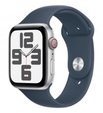 Apple Watch SE GPS + Cellular - 44mm - Boîtier Silver Aluminium - Bracelet Storm Blue Sport Band - S/M
