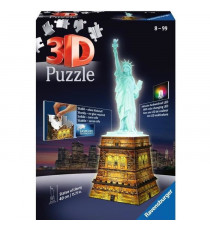 Puzzle 3D Statue de la Liberté illuminée - Ravensburger - Monument 108 pieces - sans colle - avec LEDS couleur - Des 8 ans