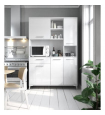 Buffet de cuisine - Blanc brillant - Contemporain - 5 portes - ECO - L 120 cm
