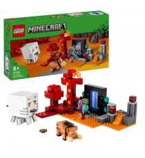 LEGO 21255 Minecraft L'Embuscade au Portail du Nether, Jouet avec Scenes de Bataille et Minifigurines, Figurine Hoglin