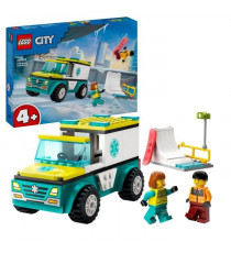 LEGO 60403 City L'Ambulance de Secours et le Snowboardeur, Jeu Enfants avec Jouet de Véhicule Médical et Minifigurines