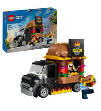 LEGO 60404 City Le Food-truck de Burgers, Jouet de Camionnette, Jeu Imaginatif avec Camionnette et Minifigurines