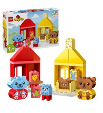 LEGO 10414 DUPLO My First Mes Rituels Quotidiens - Le Repas et le Coucher, Jouet Social, 4 Figurines Animales