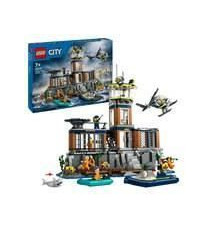 LEGO 60419 City La Prison de la Police en Haute Mer, Jouet avec Hélicoptere et Bateau, 7 Minifigurines et Figurine de Chien