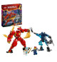 LEGO 71808 NINJAGO Le Robot Élémentaire du Feu de Kai, Jouet Ninja avec Figurine Personnalisable Plus Minifigurines Kai et Zane