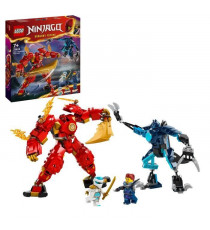 LEGO 71808 NINJAGO Le Robot Élémentaire du Feu de Kai, Jouet Ninja avec Figurine Personnalisable Plus Minifigurines Kai et Zane