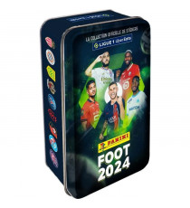 Lot de 12 pochettes + 2 offertes - Panini - Foot 2024 Ligue 1 Uber Eats - Boîte métal (Slim Tin)