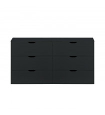 Commode BASIX 6 tiroirs - TRELLEBORG - Noir mat - Meuble de chambre - L 139 x P 40 x H 80 cm