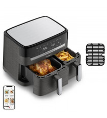 MOULINEX Friteuse sans huile 2 tiroirs, Friteuse a air et gril, 8 programmes, Air Fryer, Dual Easy Fry&Grill EZ905B20