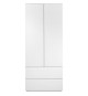 Armoire - CALICOSY - Image 60A - 2 portes battantes - 2 tiroirs - Blanc