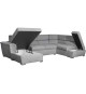 Canapé convertible panoramique PARMA 6 places - Tissu gris clair - L322 x P196 x H76 cm
