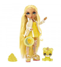 Rainbow High Poupée Mannequin avec Kit de Slime et Animal de Compagnie - Sunny (Jaune) - Poupée Pailletée 28 cm avec Kit de S…