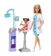 Cabinet dentaire Barbie - BARBIE - HKT69 - 2 poupées, fauteuil, outils dentaires, brosse a dents, dentifrice
