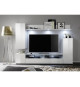 Ensemble meuble TV DOS - 3 Portes - LED - Mélamine blanc mat et brillant - L208 x P33 x H165 cm