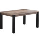 Table a manger EMILE 6 personnes - Mélamine chene brun tabac et noir mat - L160 x P90 x H77 cm - TRENDTEAM