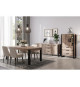 Buffet EMILE - Mélamine chene brun tabac et noir mat - 3 Portes + 3 Tiroirs - L214 x P45 x H86 cm - TRENDTEAM