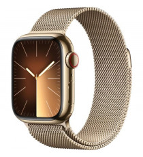 Apple Watch Series 9 GPS + Cellular - 41mm - Boîtier Acier Or - Bracelet Gold Milanese Loop