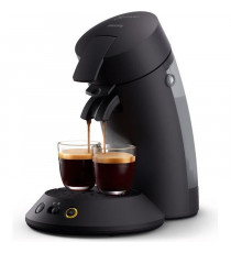 Machine a café dosette SENSEO ORIGINAL+ Philips CSA210/61, Booster d'arômes, Crema plus, 1 ou 2 tasses, Noir Carbone