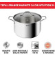 TEFAL B8646404 Marmite 26 cm inox, Tous feux dont induction, 6,5 L, Poignées robustes, Couvercle verre, Intuition XL