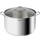 TEFAL B8647504 Marmite 36 cm inox, Tous feux dont induction, 17,5L, Poignées robustes, Couvercle verre, Intuition XL