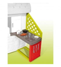 Smoby - Cuisine d'été a ajouter a une Maison Smoby - Plaque grill - Evier avec robinet - 17 accessoires - Fabriqué en France