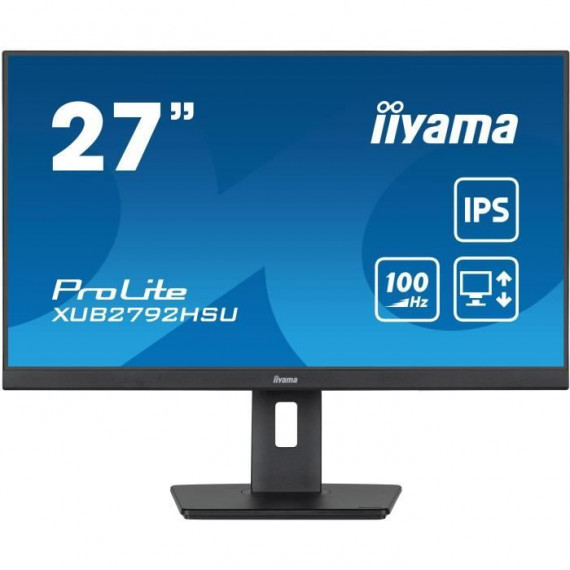 Ecran PC - IIYAMA PROLITE XUB2792HSU-B6 - 27 1920x1080 - Dalle IPS - 0,4ms - 100Hz - HDMI / DisplayPort - Réglable en hauteur…