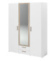 Armoire DREAM 3 portes - Panneau de particules - Miroir - Décor blanc - L150 x H200 x P52 cm