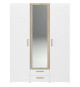 Armoire DREAM 3 portes - Panneau de particules - Miroir - Décor blanc - L150 x H200 x P52 cm