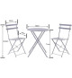 Set bistrot - Ensemble repas de jardin - Table pliante Diam.60 cm  + 2 chaises - Acier thermolaqué - Gris