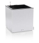 Pot de fleur LECHUZA Canto Stone Cube 40 - kit complet LED, blanc quartz