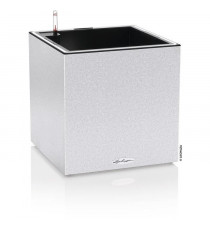 Pot de fleur LECHUZA Canto Stone Cube 40 - kit complet LED, blanc quartz