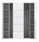 Armoire NARAGO - Décor Blanc mat - 2 portes coulissantes + 2 portes battantes + 2 penderies - L200 x P61 x H210 cm
