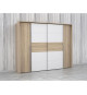 Armoire NARAGO - Décor Chene Sonoma et blanc mat - 2 portes coulissantes + 2 portes battantes - L270 x P61 x H210 cm