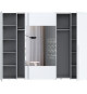 Armoire NARAGO - Décor Blanc mat - 2 portes coulissantes + miroir + 2 portes battantes + 2 penderies - L270 x P61 x H210 cm