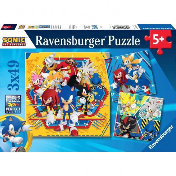 Ravensburger-Puzzles 3x49 pieces - Les aventures de Sonic-4005555011330-A partir de 5 ans