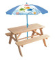 Mobilier de jardin - FUN HOUSE - Table pique-nique en bois Ma Petite Carapace H.53xL.95xP.100 cm avec parasol tortue H.125x10…