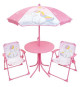 Mobilier de jardin - FUN HOUSE - Salon de jardin Licorne : Table H.46 x 46 cm, 2 chaises pliantes, parasol H.125 x100 cm