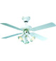 Ventilateur de plafond réversible FARELEK MALDIVES - Ø 107 cm, 4 pales laquées blanc + éclairage 3 spots 60 W E14