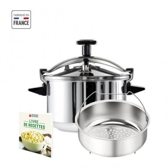 SEB P0531100 Cocotte-minute 8 L, 5/8 personnes, Autocuiseur inox, Tous feux dont induction, Fabriqué en France, Authentique