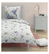 Parure de couette ROUPILLON Paradise - 2 Pcs - 140 x 200 - 100% Coton - Bleu
