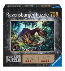 Escape puzzle Dans la grotte du dragon, 759 pieces, Pour adultes et enfants des 12 ans, 1 guide de jeu, 1 enveloppe solution,…