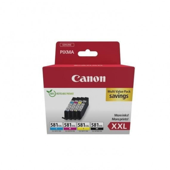 Cartouches d'encre CANON CLI-581XXL Noir/Cyan/Magenta/Jaune - Multipack 4 couleurs