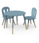 Set 1 table + 2 chaises FIRMIANA - style scandinave - coloris : bleu orage & bois naturel - DEMEYERE