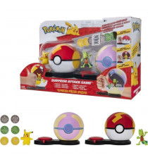 2 Poké Balls avec leur Pokémon et 6 disques d'attaques - BANDAI - Pokémon - Poké Ball attaque surprise Pikachu vs Arcko - Jeu