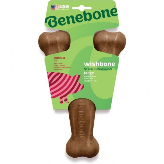 Benebone - Jouet os a macher pour chien adulte saveur bacon, Taille L