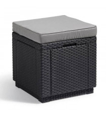 Table-pouf de jardin Keter - ALLIBERT by KETER - Cube avec coussin - Gris graphite - 47,1 L